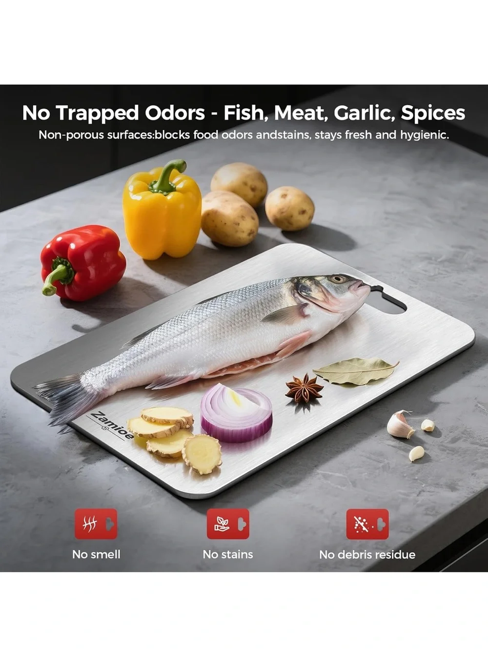 3 pack Titanium kitchen chopping Boards double sided non-toxic cutting board